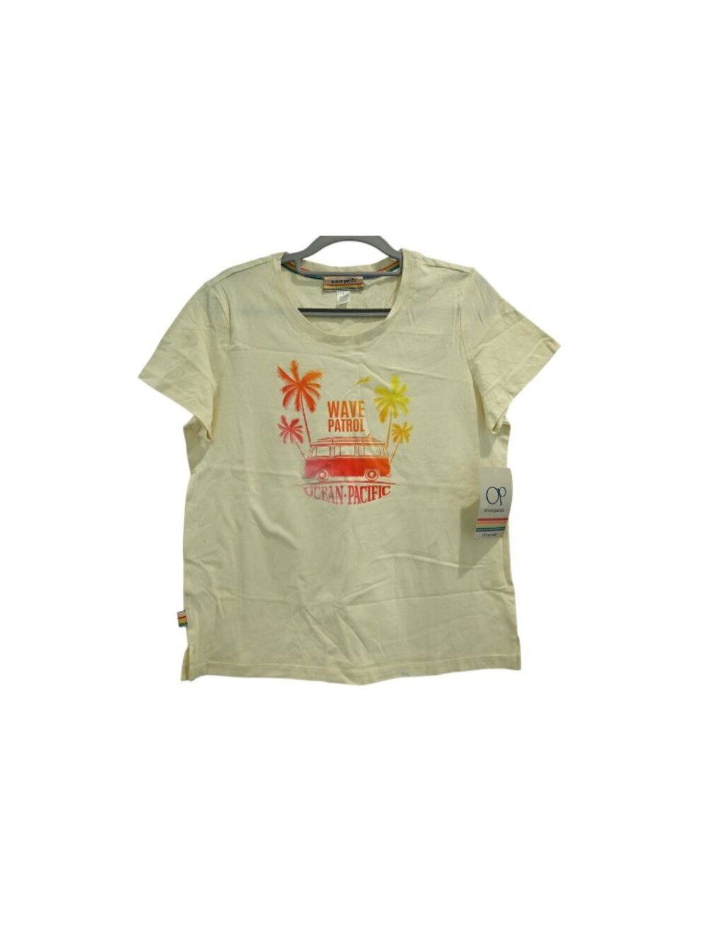 NWT Ocean Pacific Short Sleeve Sleep Lounge Shirt Sz S Cream Wave Patrol Retro